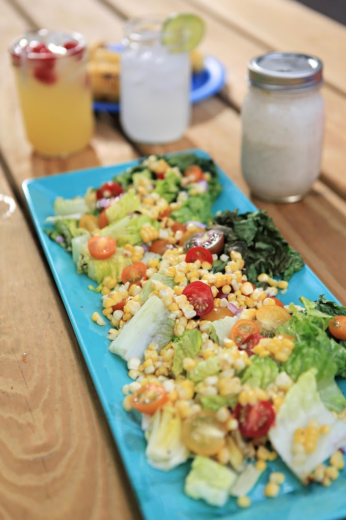 grilled romaine salad with grilled corn