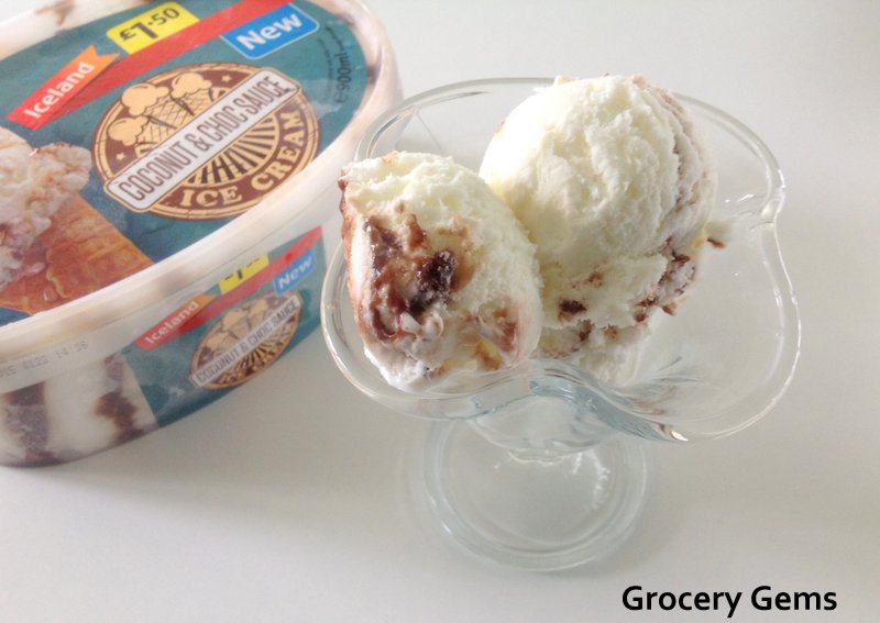 Grocery Gems New Iceland Coconut & Choc Sauce Ice Cream