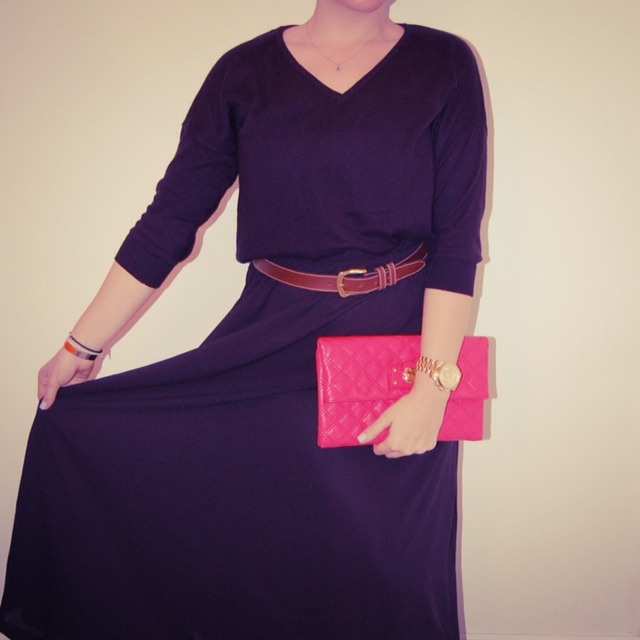 Black maxi skirt and sweater