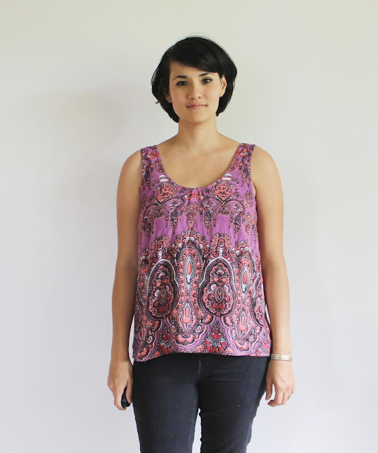 lilac rayon challis tank top