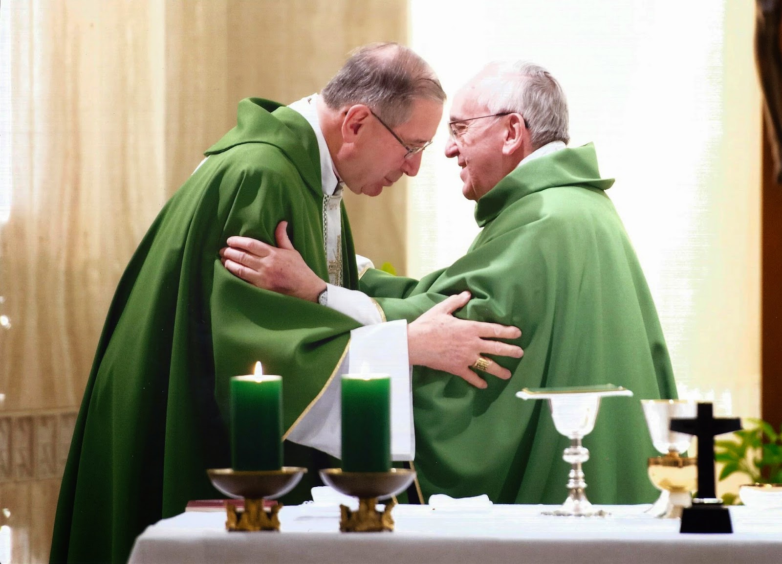 Cardinal Mahony concelebrates Mass with Pope Francis at Domus Sanctae Martae on January 16, 2014
