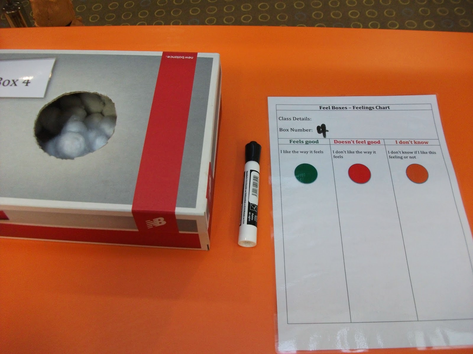 K4's Kool Blog Feely boxes feeling chart fun with Karen.G in the