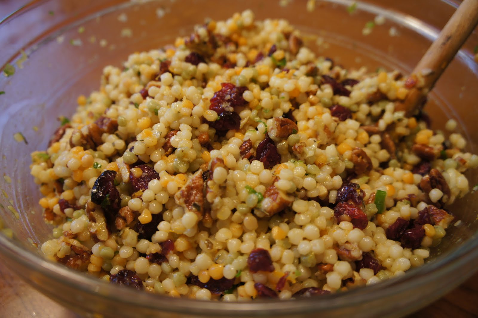 For The Love of (Good) Food Israeli Couscous with Cranberries and Pecans