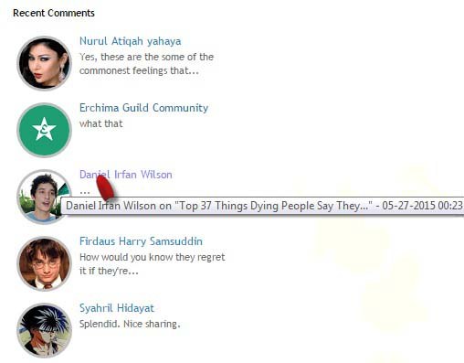 recent comments widget with hide author function, blogger tutorial, blogspot widget