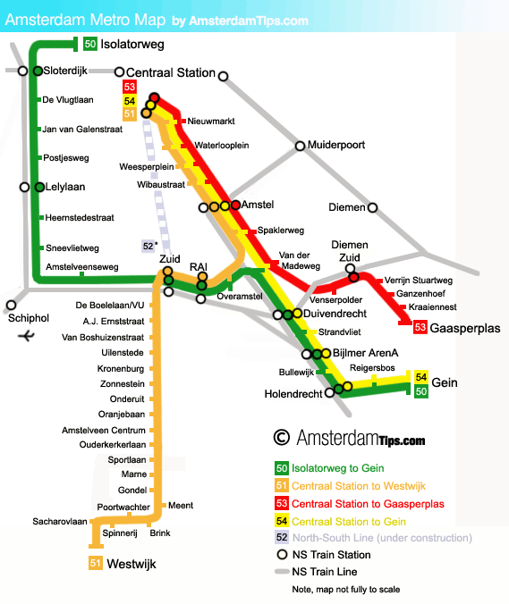Metro S Subways And Underground Transport Maps Amsterdam Metro