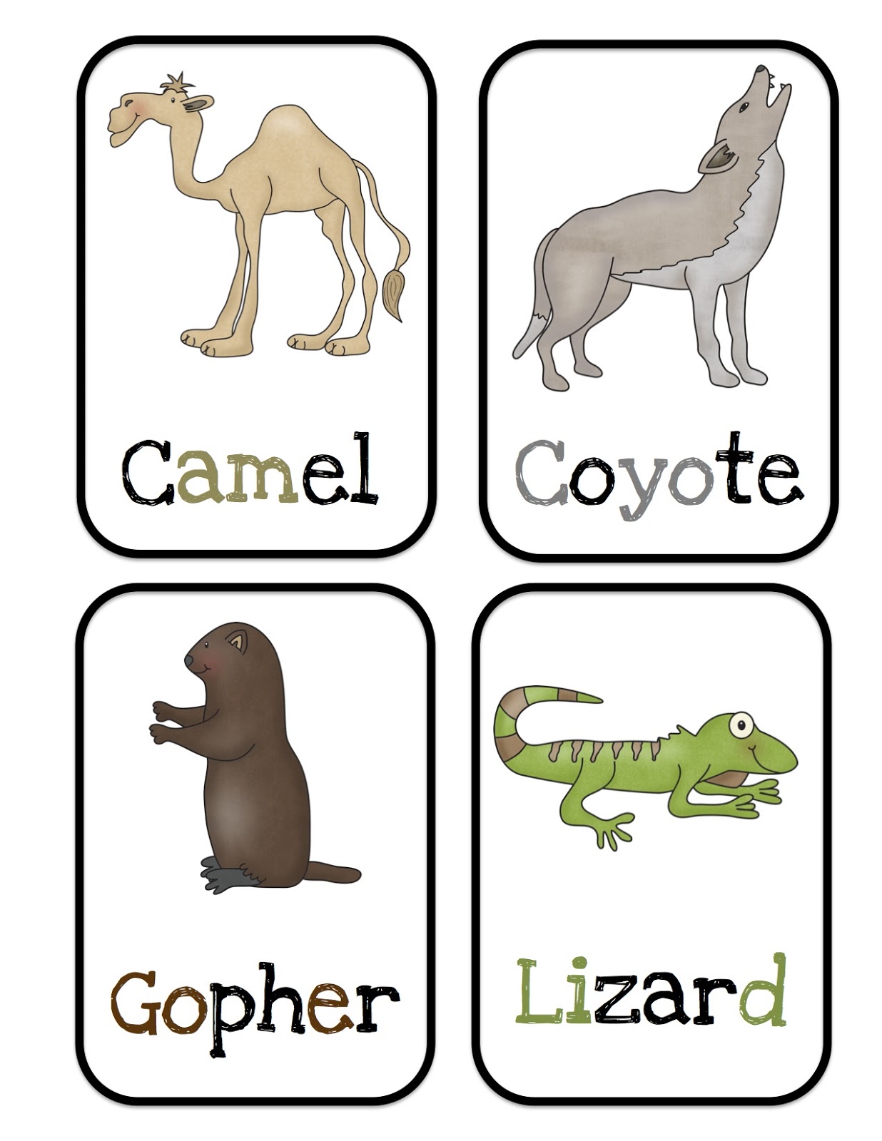 Desert Animals Bulletin Board Cards Preschool Printables