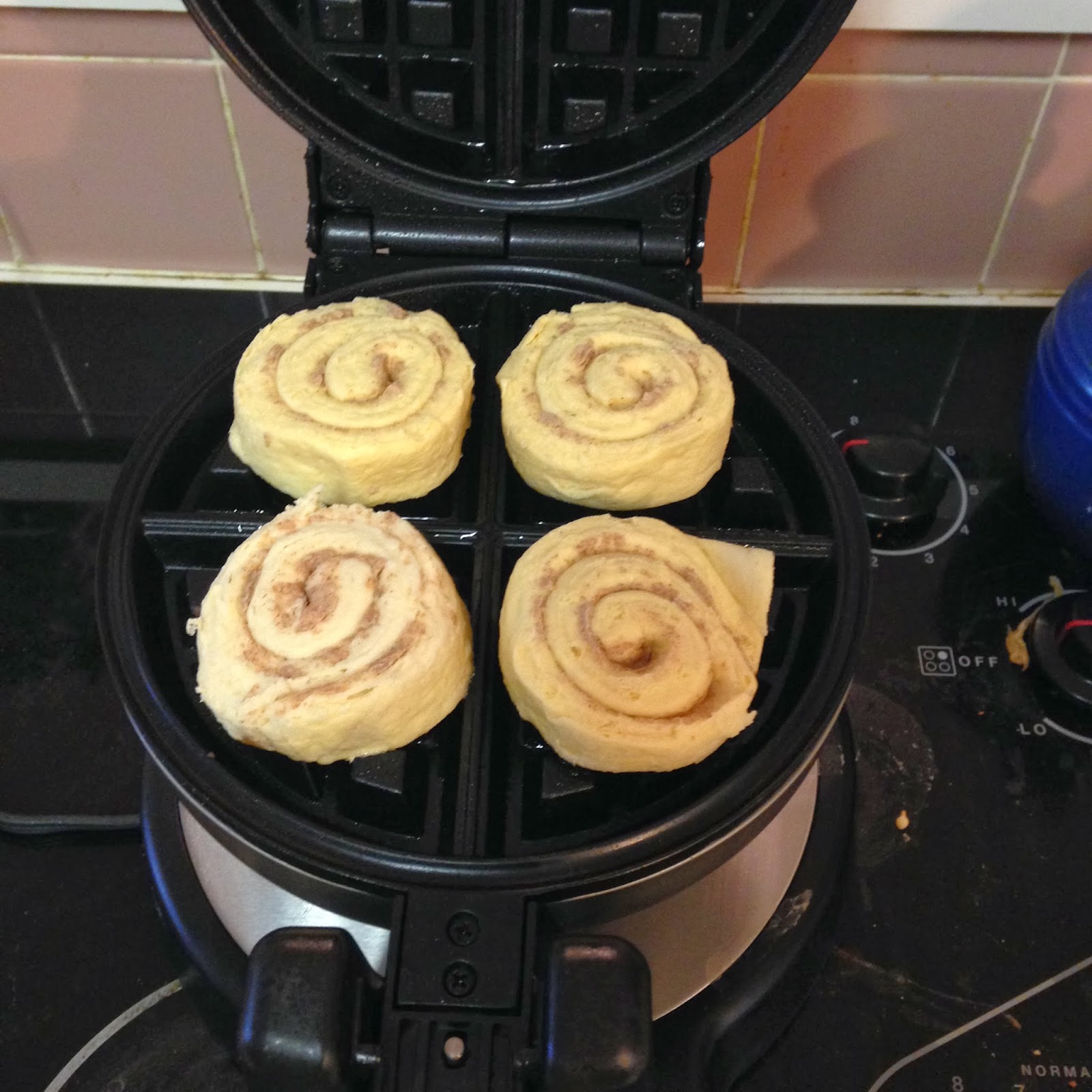 Tracy Cooks in Austin Canned sweet rolls in a waffle maker, experiment
