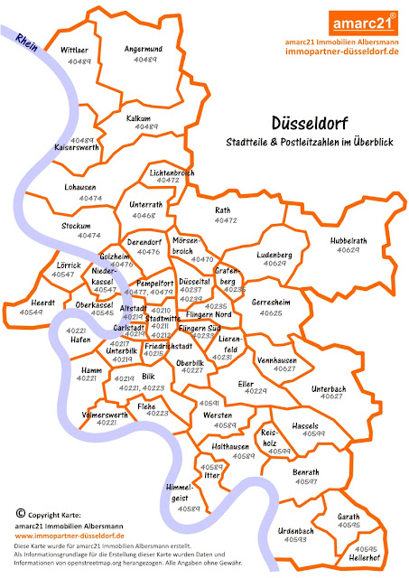 Dusseldorf Und Umgebung In Bildern Dusseldorf Stadtteil Ubersicht Als Karte