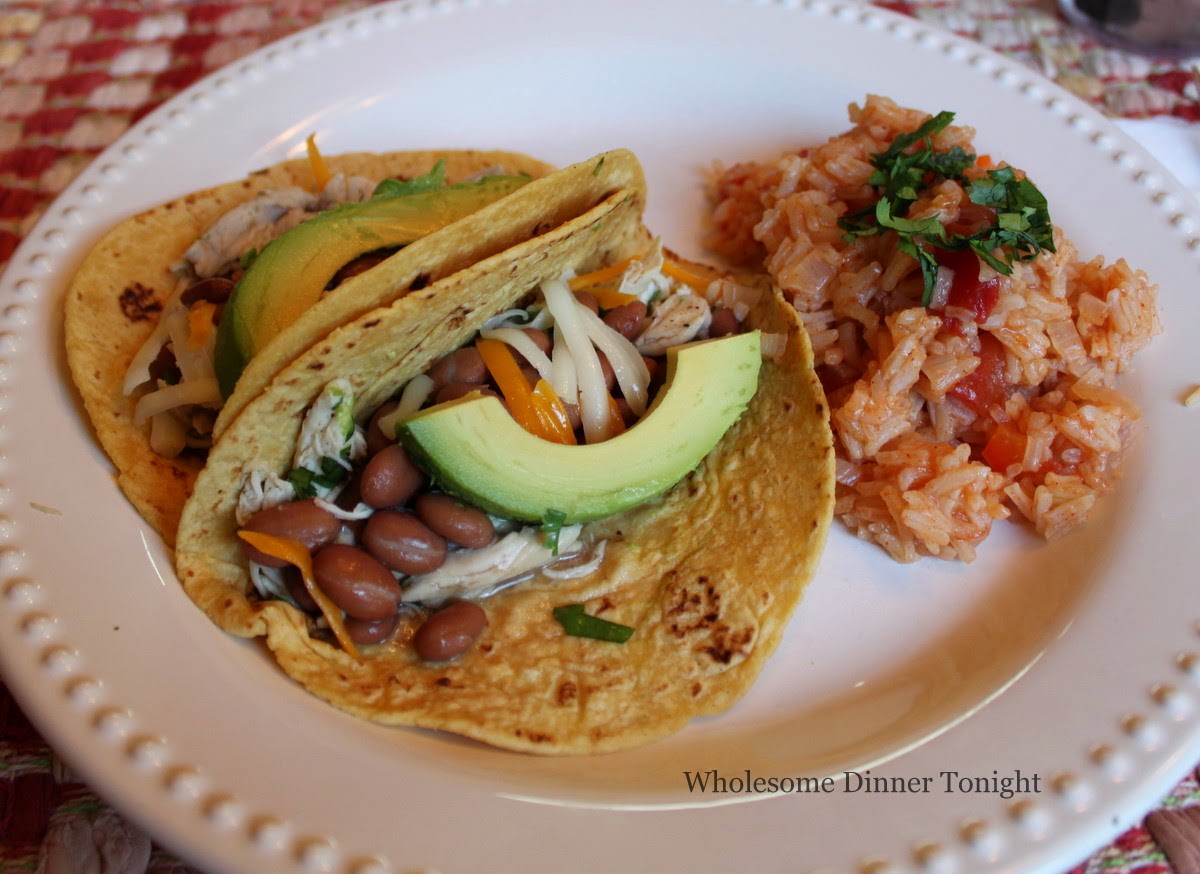 Wholesome Dinner Tonight Chicken Tacos and Spanish Rice