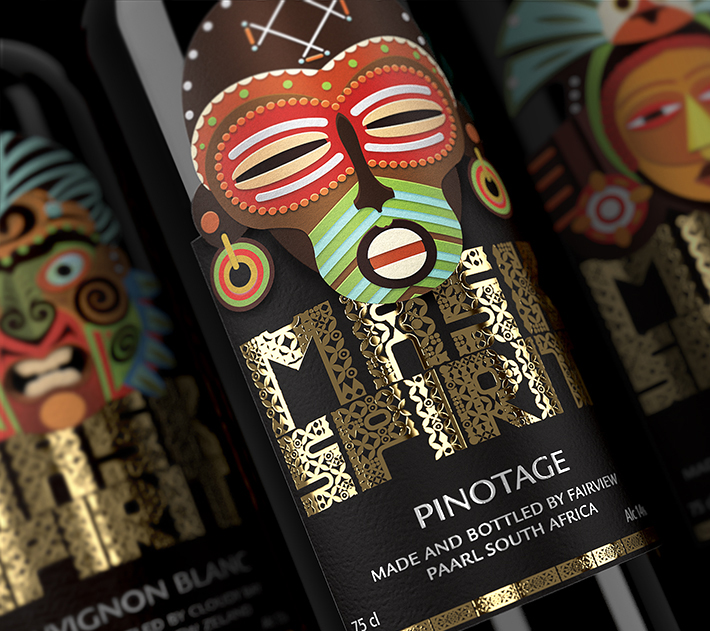 Mask Spirit. Collection of New World Wines on Packaging of the World