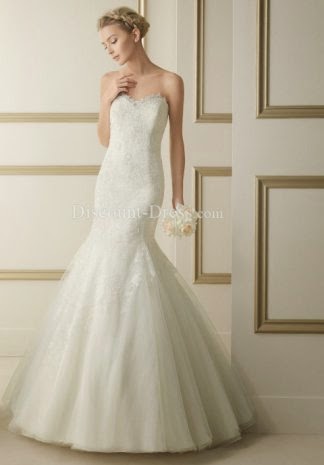  Sleeves Lace Mermaid Sweetheart Natural Waist Floor Length Wedding Gown