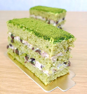 green tea and red bean cake