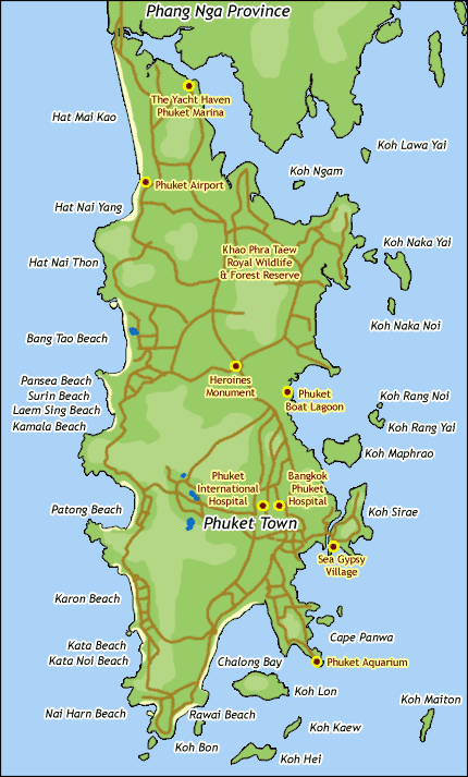Carte De Phuket Et Grandes Villes Carte De Phuket Et Grandes Villes