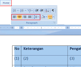mengatur posisi tabel dalam dokumen microsoft word