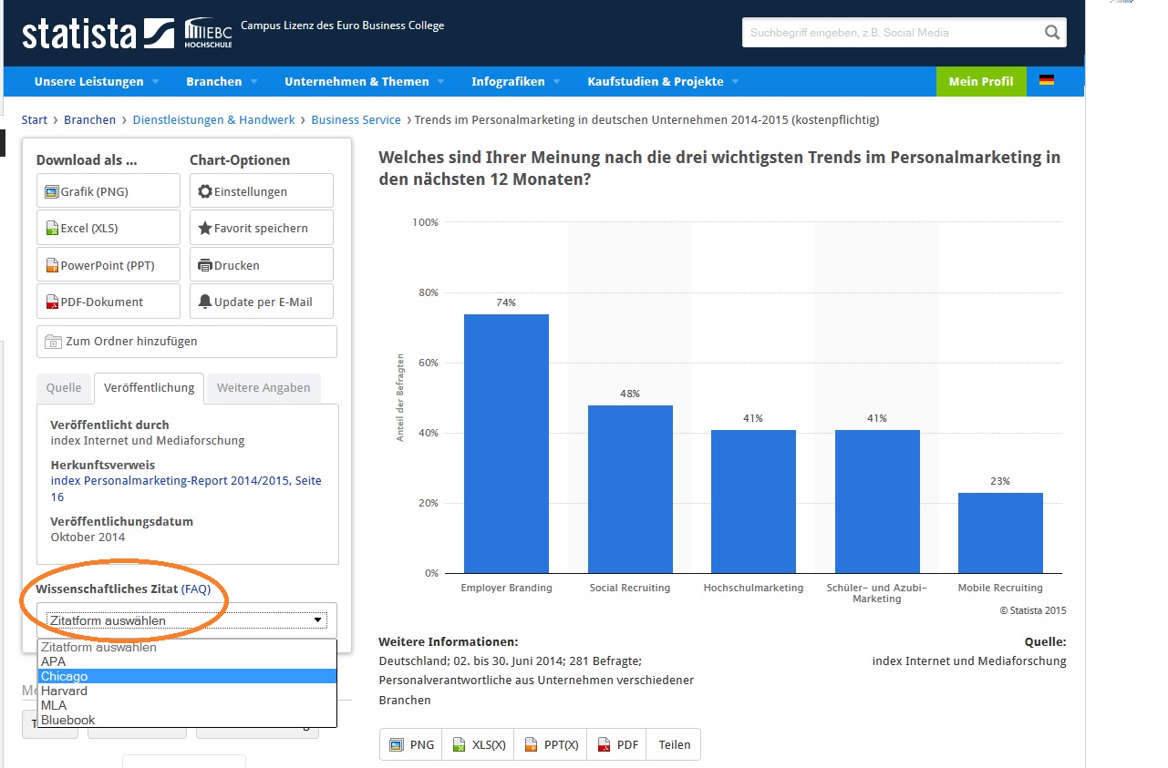 How to cite statista in text image