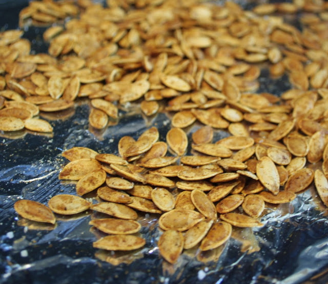 Don't throw away those pumpkin seeds when you're baking or carving a Halloween pumpkin!  Use my recipe for salted chilli pumpkin seeds for a healthy and nutritious snack!
