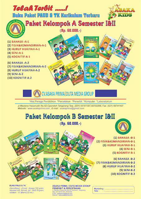 Paket Buku Pintar  PAUD & TK Kelompok A & B ~ Penerbit Asaka Prima