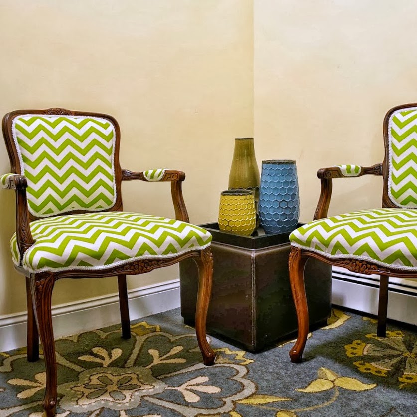 for a song DIY complete! [reupholstered bergere chairs]