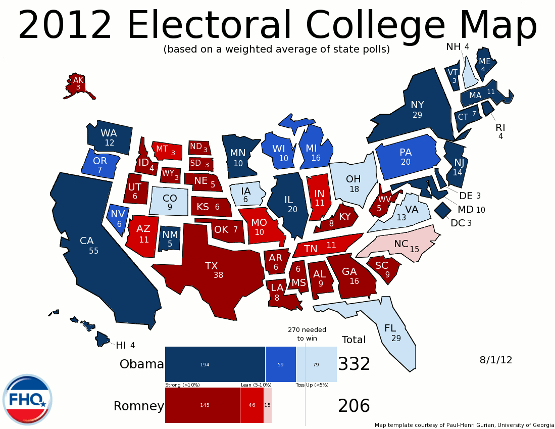 Frontloading Hq The Electoral College Map 8 1 12