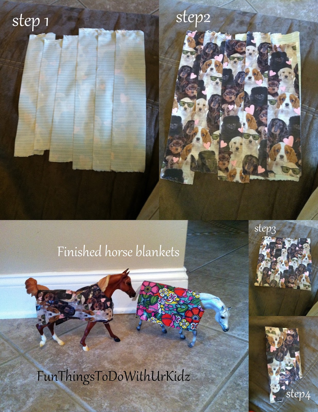 Toy Animal blankets made from duct tape