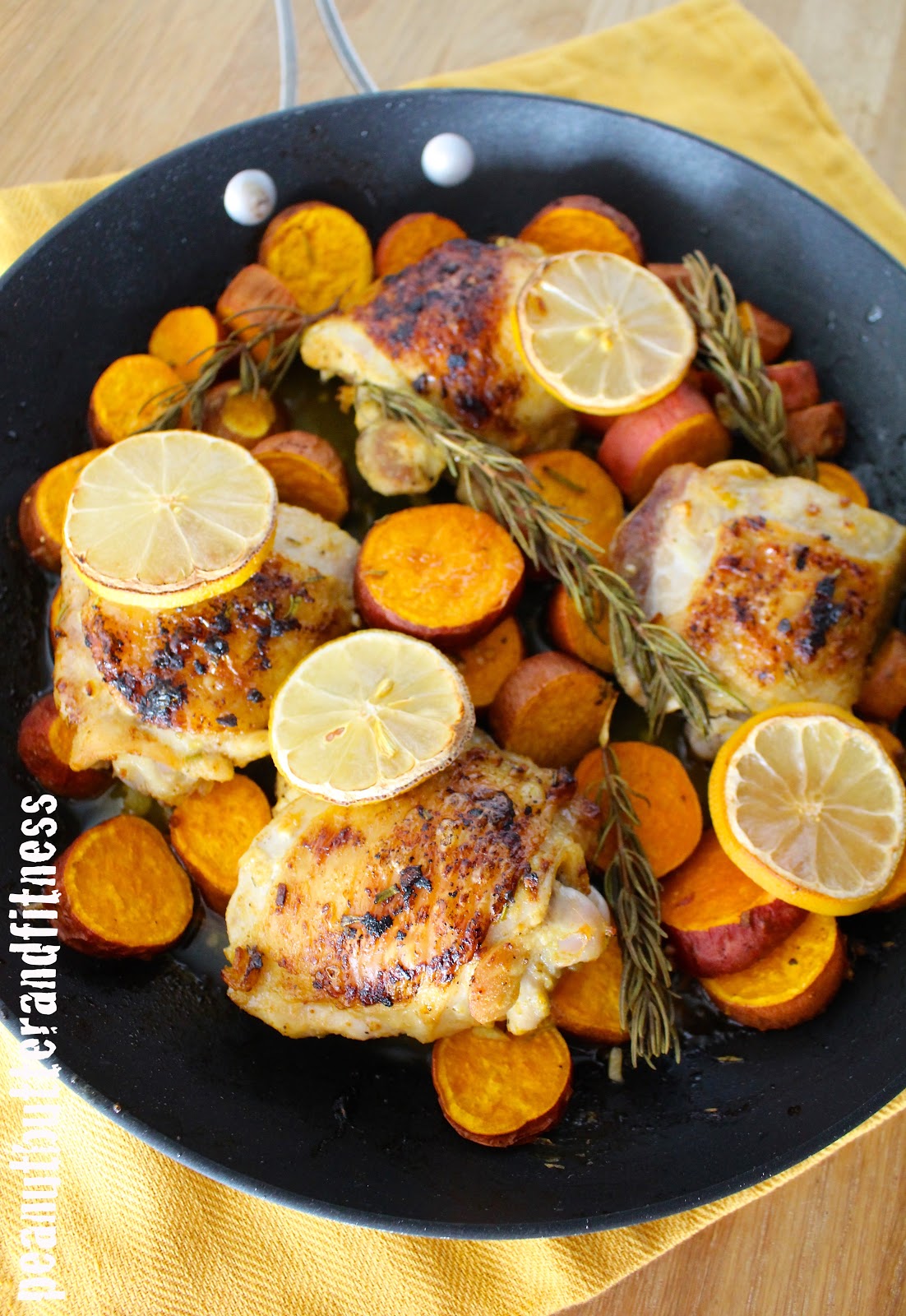 Rosemary Lemon Chicken and Sweet Potato Skillet with Asparagus Peanut