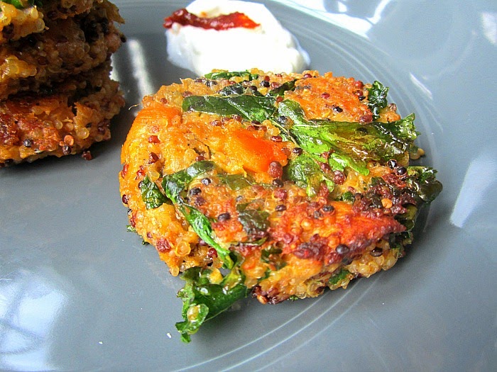 Best Quinoa Cakes w/ Sweet Potatoes & Kale