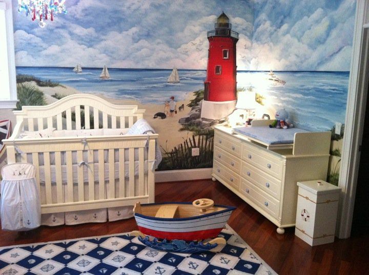Beach and Nautical Themed Baby Nursery Rooms