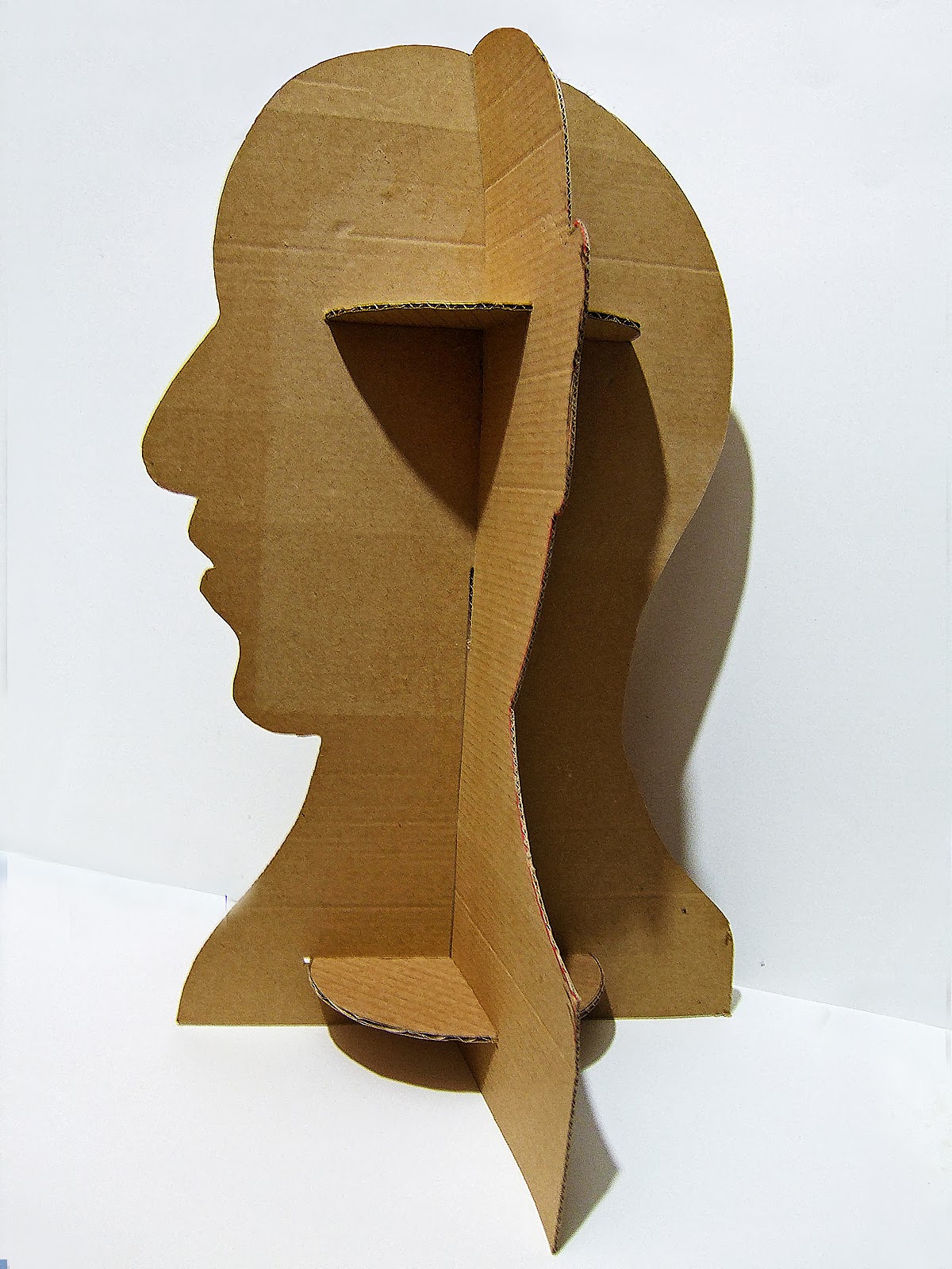 Art Student UK 3D Art 3D Head made from Cardboard, the sculpture is