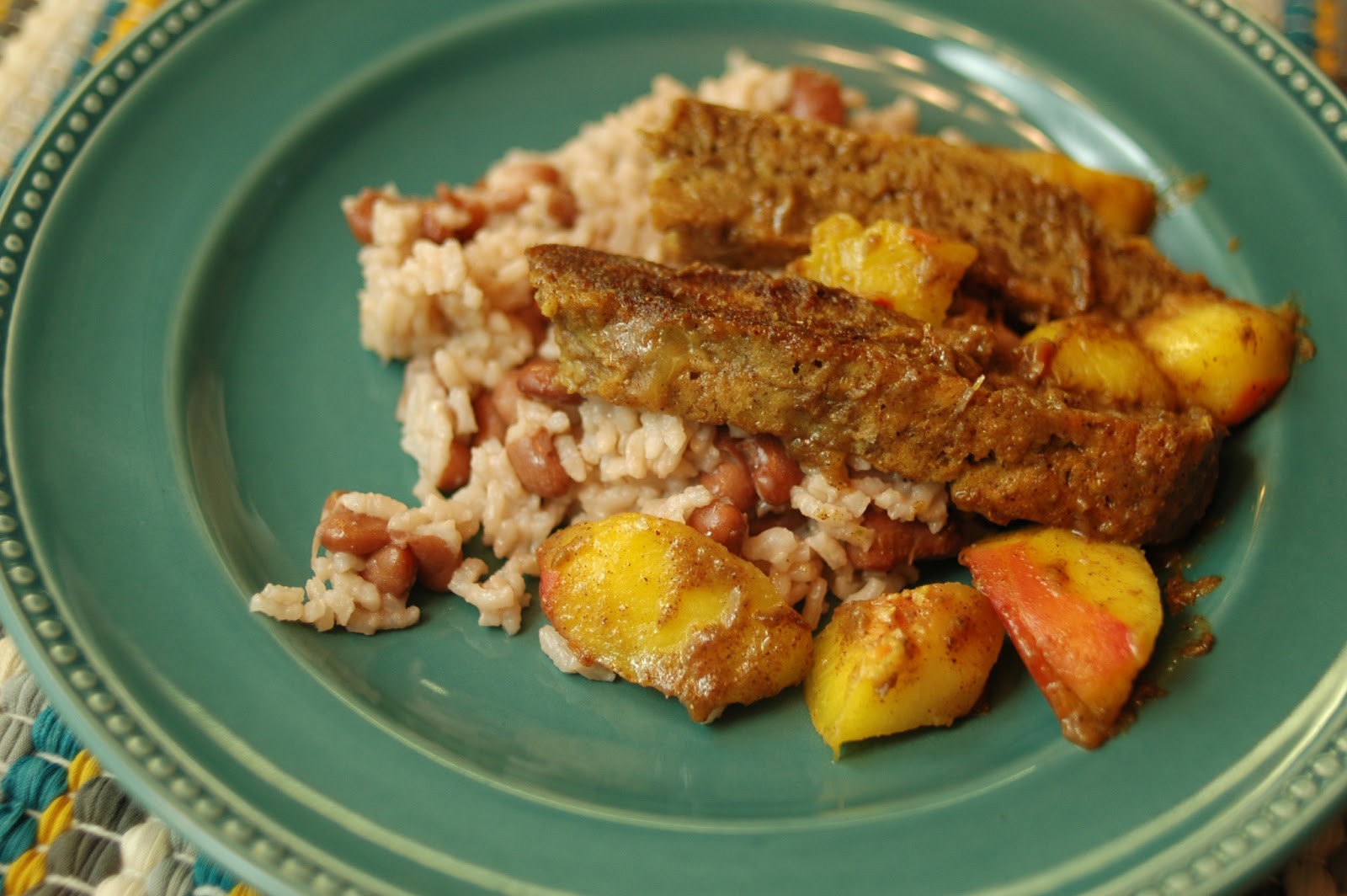 Jerk Seitan Chick'n with Rice and Peas Vegetarian South