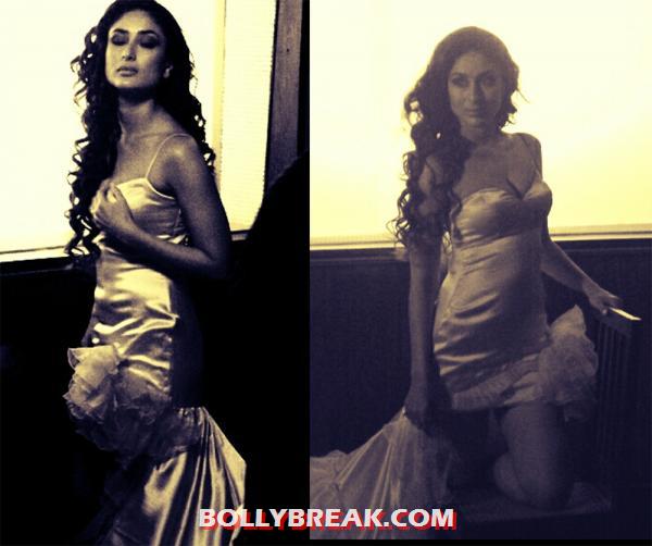 Kareena in a gorgeous silk dress - (2) -  Kareena In black magazine photo shoot