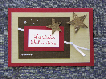 Weihnachtskarten mit Rindensternen