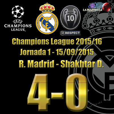 Real Madrid 4 - 0 Shakhtar D. Champions League. Jornada 1 (15/09/2014). Hat-Trick de Cristiano Ronaldo.