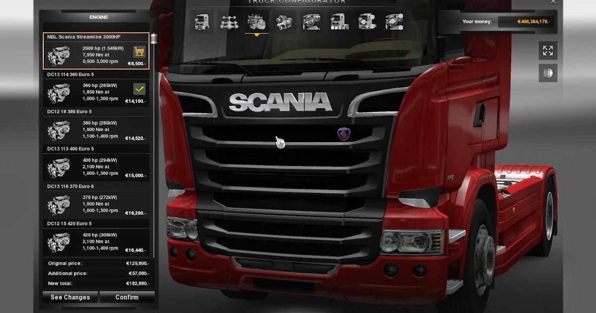 ETS 2 MODS: Mod - Motor 2000HP Scania Streamline Para V.1.8.2 By: NBL