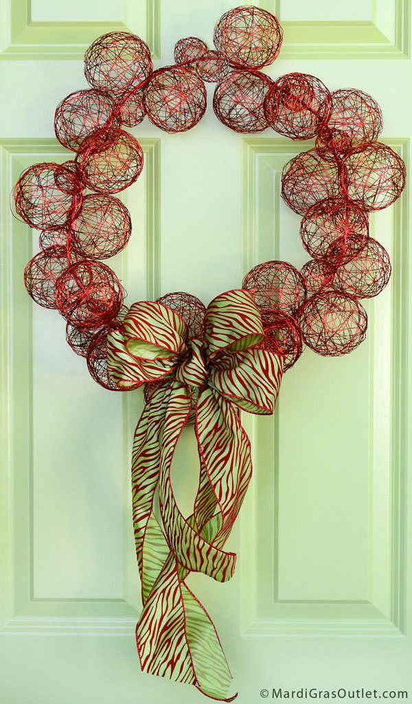 Party Ideas by Mardi Gras Outlet Holiday Wire Ball Wreath Tutorial