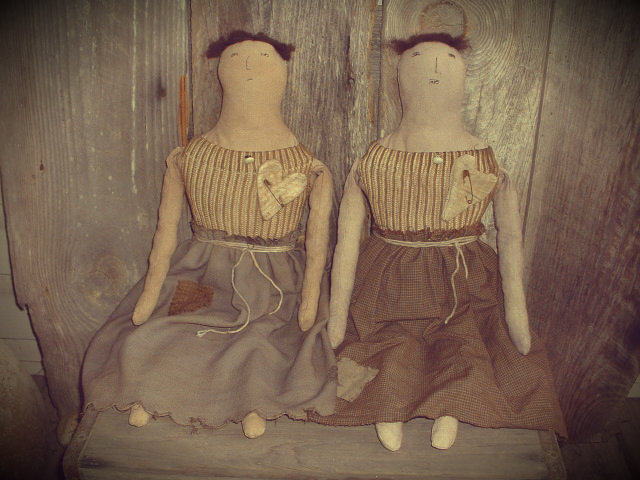 Daughternature Primitive Folk Art Primitive Valentine Dolls And