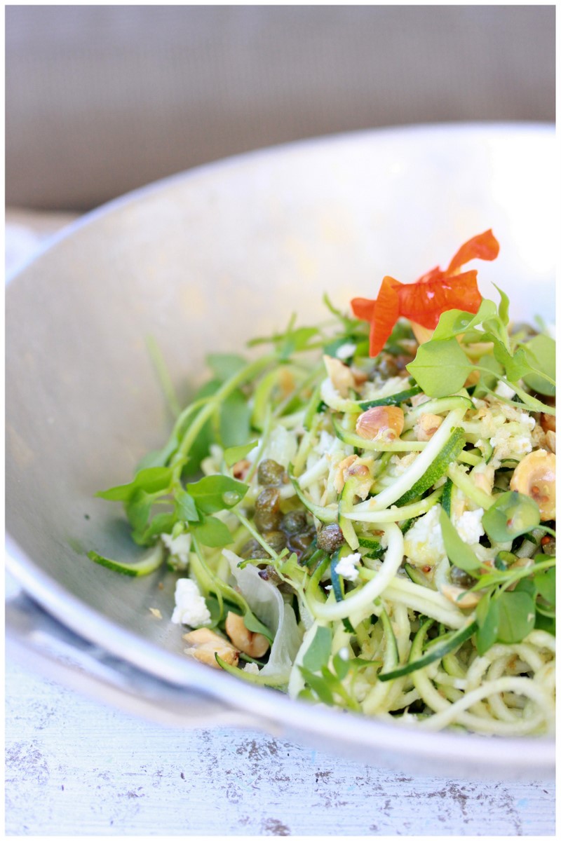 Zucchini and Hazelnut Salad with a Lemon Caper Dressing