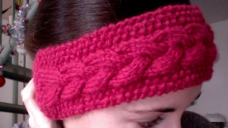 bandeau phildar tricot rose torsades