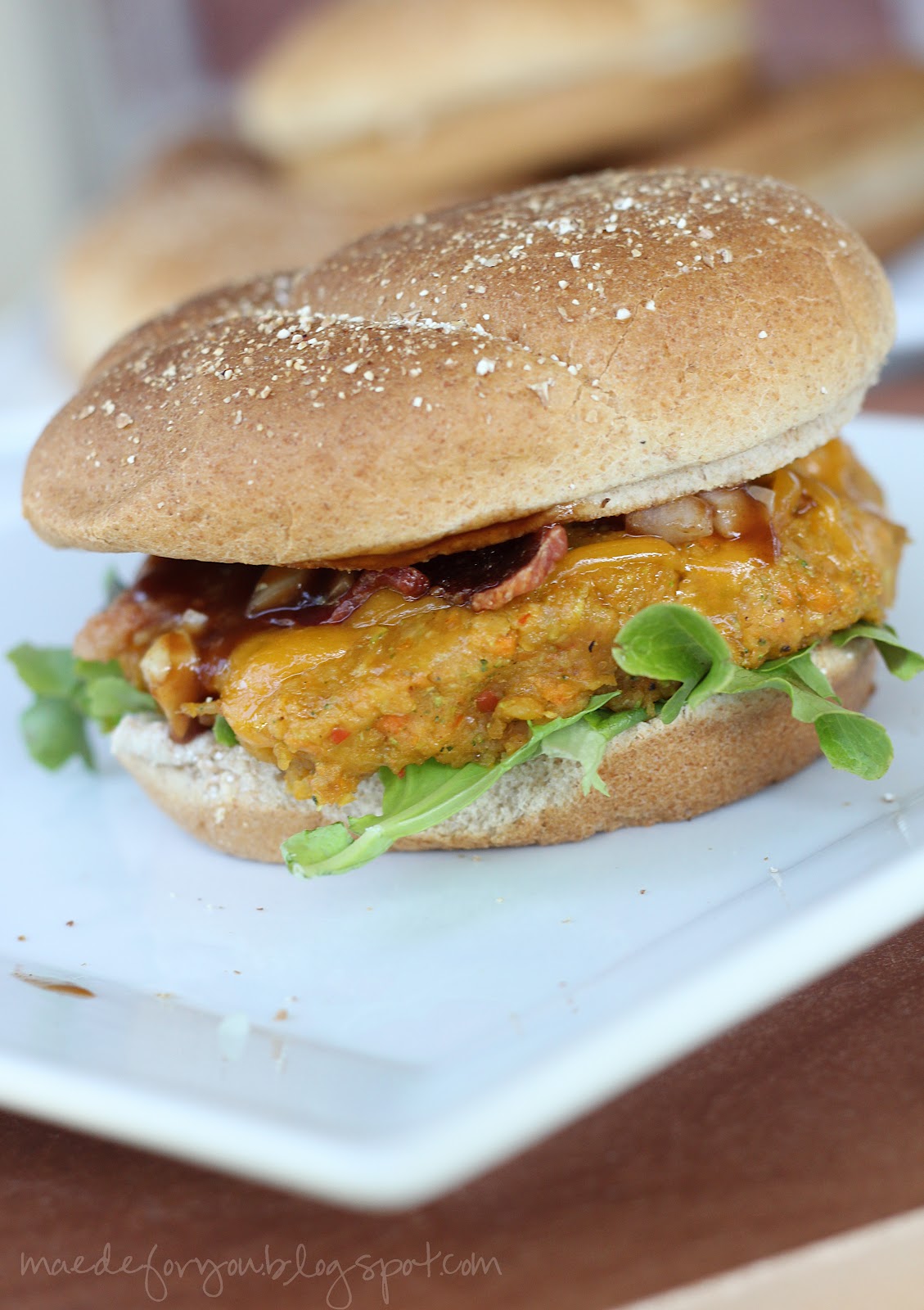 maede.for.you. BBQ Bacon Cheddar Bean Burgers