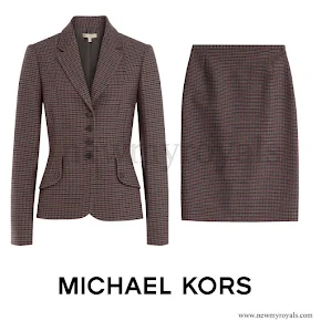 Kate Middleton wore MICHAEL KORS Virgin Wool Plaid Blazer and Skirt 