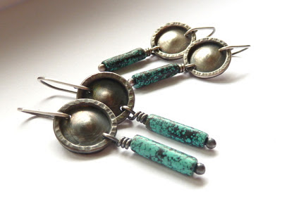 Handcrafted Sterling silver and turquoise earrings by Doxallo Studio