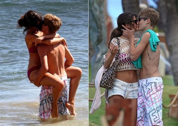 justin bieber selena gomez kissing beach. Justin Bieber and Selena Gomez