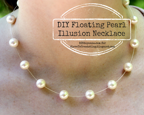 Illusion Floating Necklace with 6mm Cream Glass Pearls 