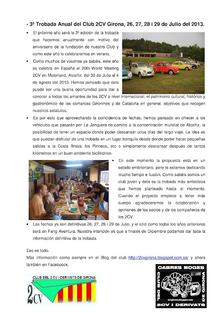 Boletín Informativo del club 2CV de Girona