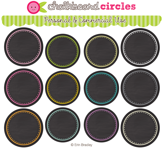 Erin Bradley Designs New Clipart Graphics...Chalkboard Circles & Tags