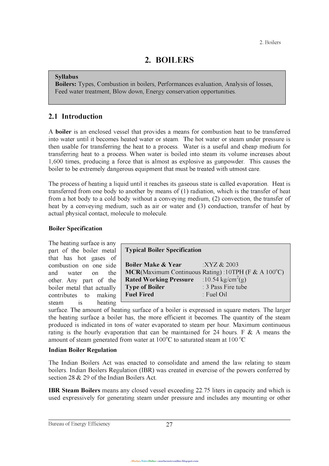 Boilers Notes in Details about types and classifications Marine Notes