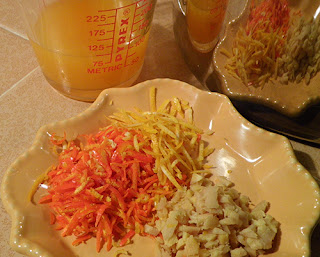 Plate of Ginger and Citrus Peels, Cup of Citrus Juice