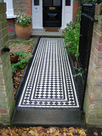 Victorian mosaic path, porch and York stone porch step