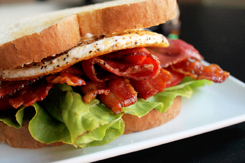 Creole Contessa Pastrami Bacon BLT with Fried Egg and The Easy Greasy