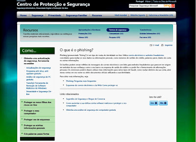 Phishing- Centro de Segurança da Microsoft