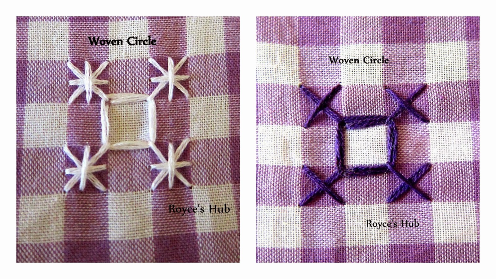 Royce's Hub Gingham Embroidery Stitches II (Woven Circle Variation)